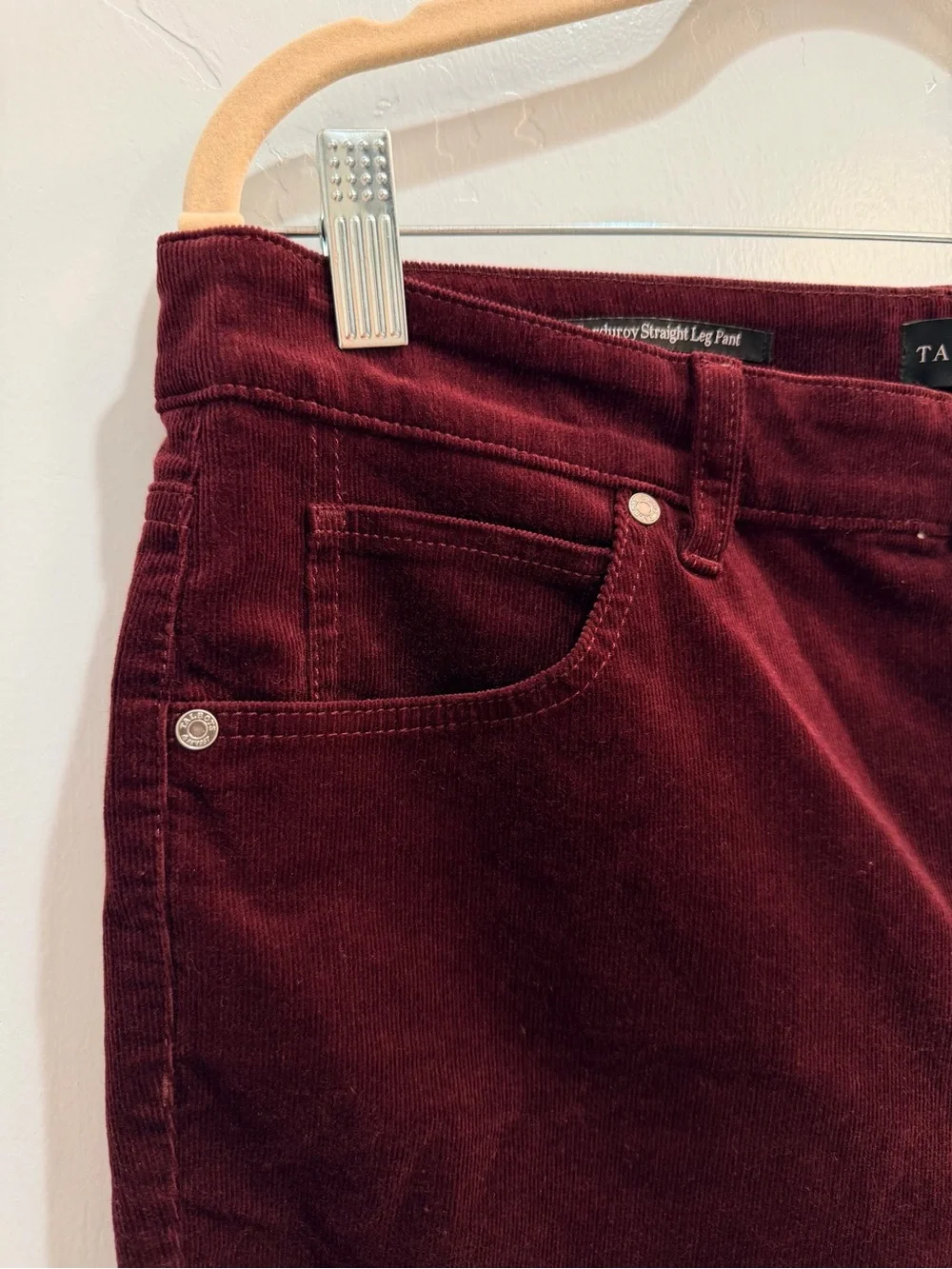 Talbots Corduroy Straight Leg Pants High Waisted Burgundy Red Women's Size 12P - Picture 6 of 14